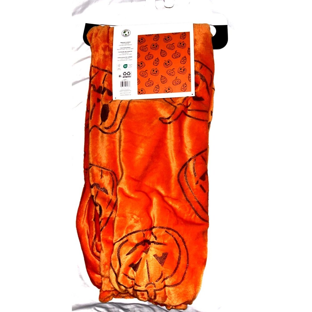 Way To Celebrate 50"x60" Orange Pumpkin Plush Throw Halloween Blanket NEW